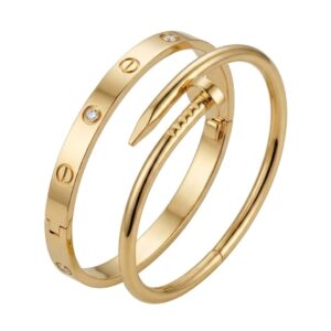 Kit Bracelete Prego com Strass Aço Inoxidável
