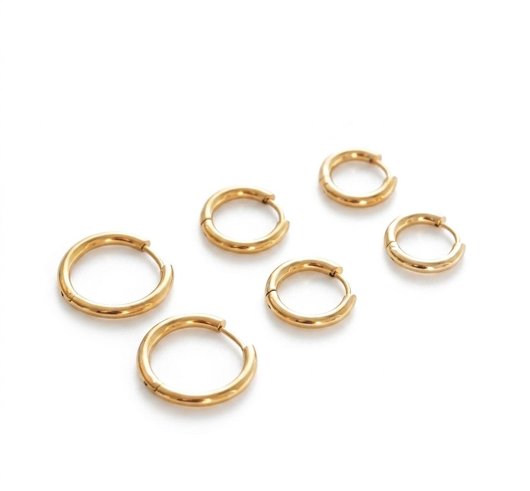 Kit Trio Argola Lisa Aço Inoxidável